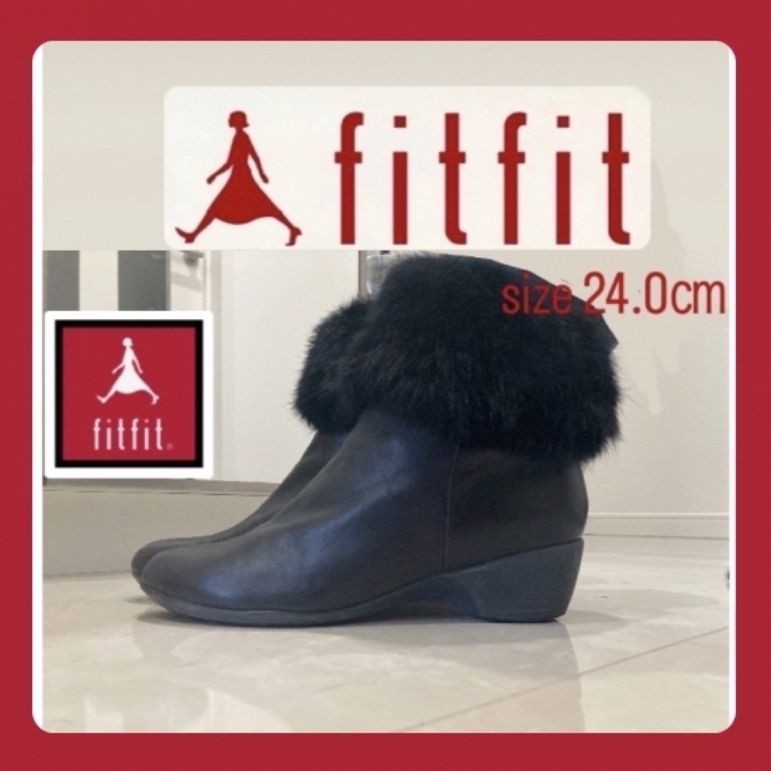 fitfit(フィットフィット)の【11/5迄限定:値下価格】fitfitレザー 毛皮付 ブーツ24㎝ レディースの靴/シューズ(ブーツ)の商品写真