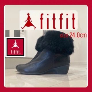 フィットフィット(fitfit)の【11/5迄限定:値下価格】fitfitレザー 毛皮付 ブーツ24㎝(ブーツ)