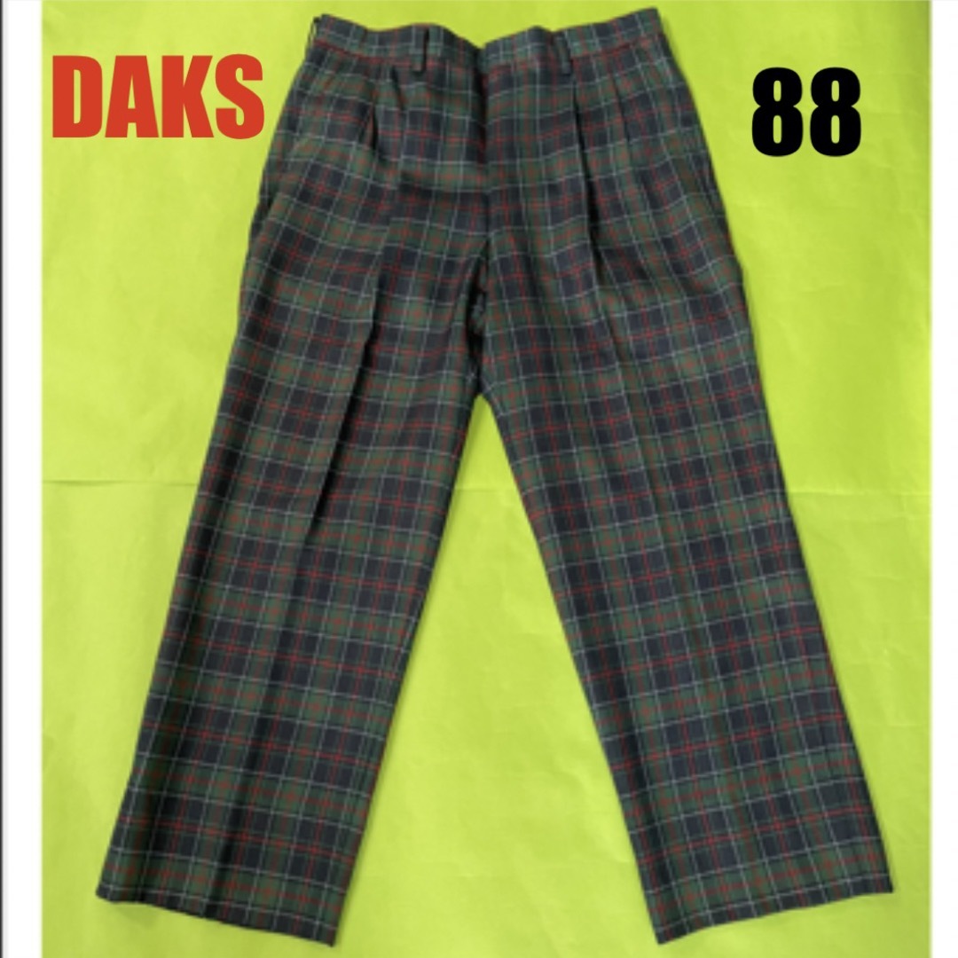 DAKS ダックス チェック柄 タックテーパード パンツ 美品【サイズ73】