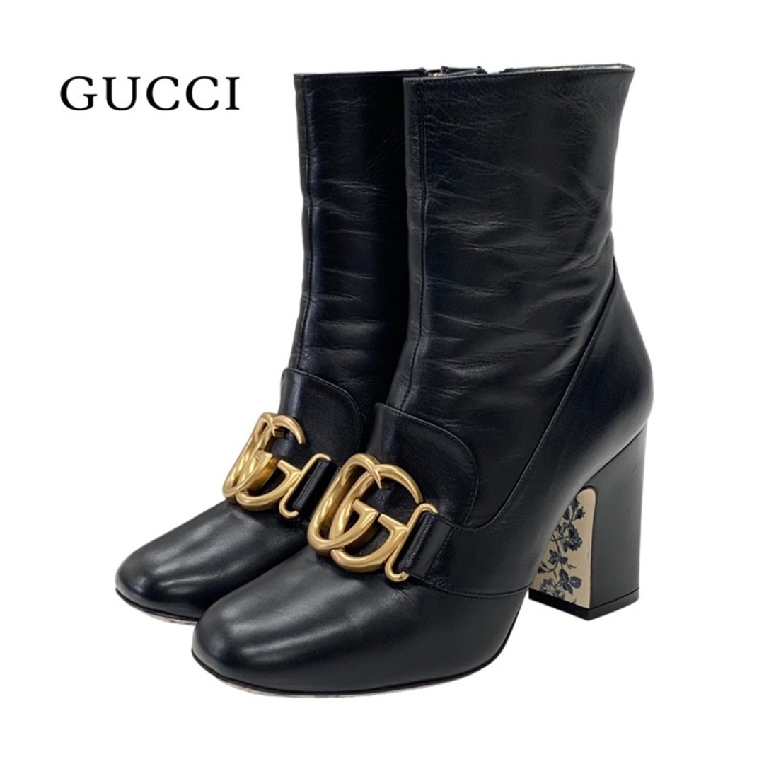 Gucci(グッチ)のグッチ GUCCI ダブルG ブーツ ショートブーツ 靴 シューズ GGマーモント レザー ブラック 黒 レディースの靴/シューズ(ブーツ)の商品写真