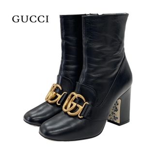 グッチ(Gucci)のグッチ GUCCI ダブルG ブーツ ショートブーツ 靴 シューズ GGマーモント レザー ブラック 黒(ブーツ)