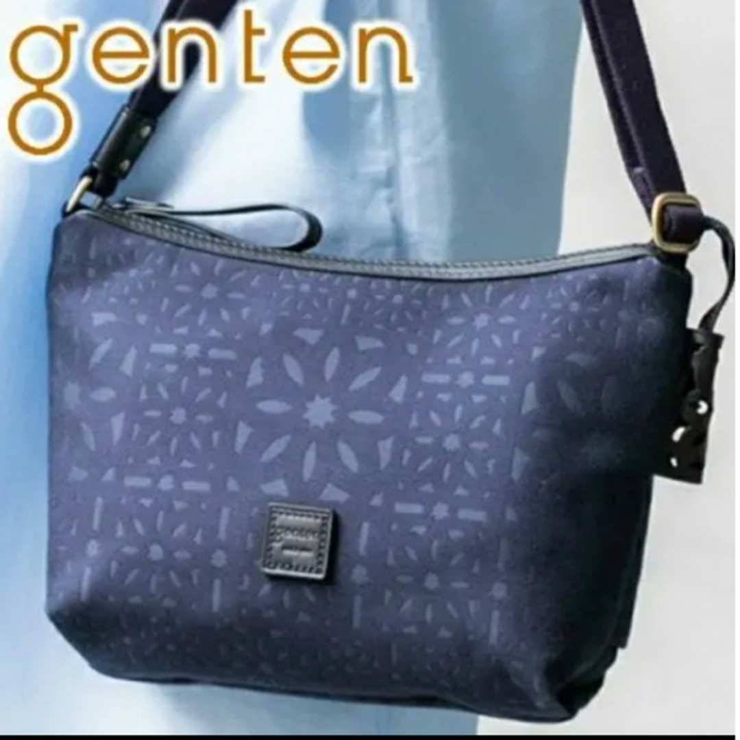 【genten】トワル・カットワーク　ショルダーバッグ　ハンドバッグ ネイビーのサムネイル