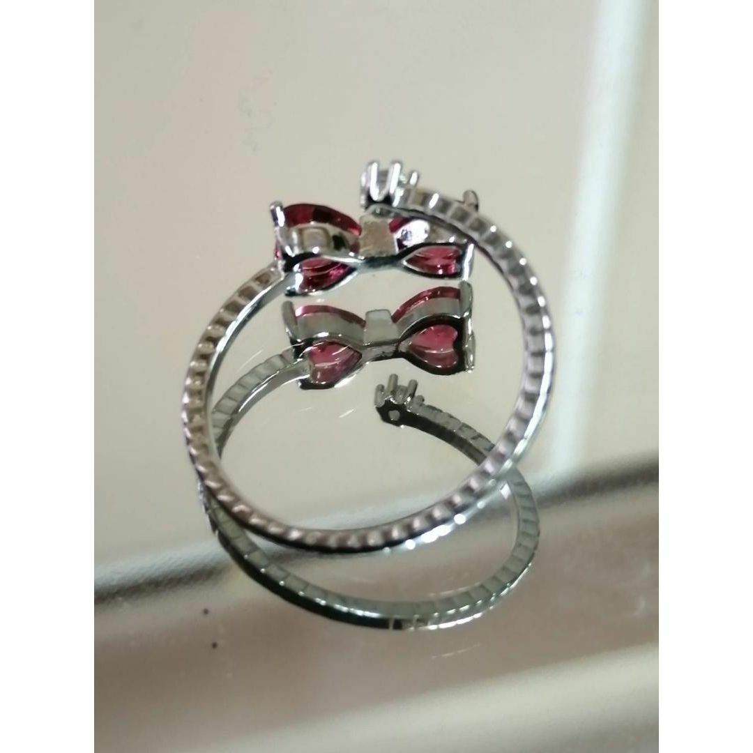 【SALE】リング レディース アクセサリー レッド リボン 指輪 15号 レディースのアクセサリー(リング(指輪))の商品写真