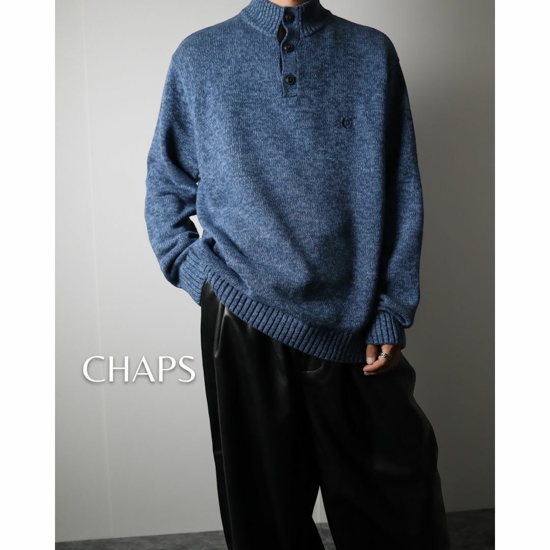 CHAPS ニットセーター ハーフボタン エルボーパッチ