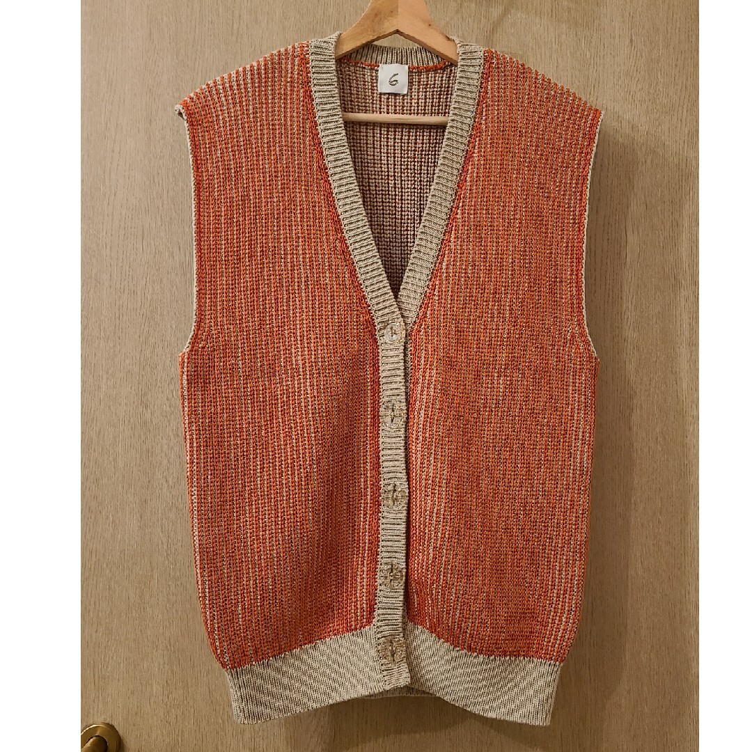 6(ROKU) STRIPE KNIT VEST ベスト　オレンジ