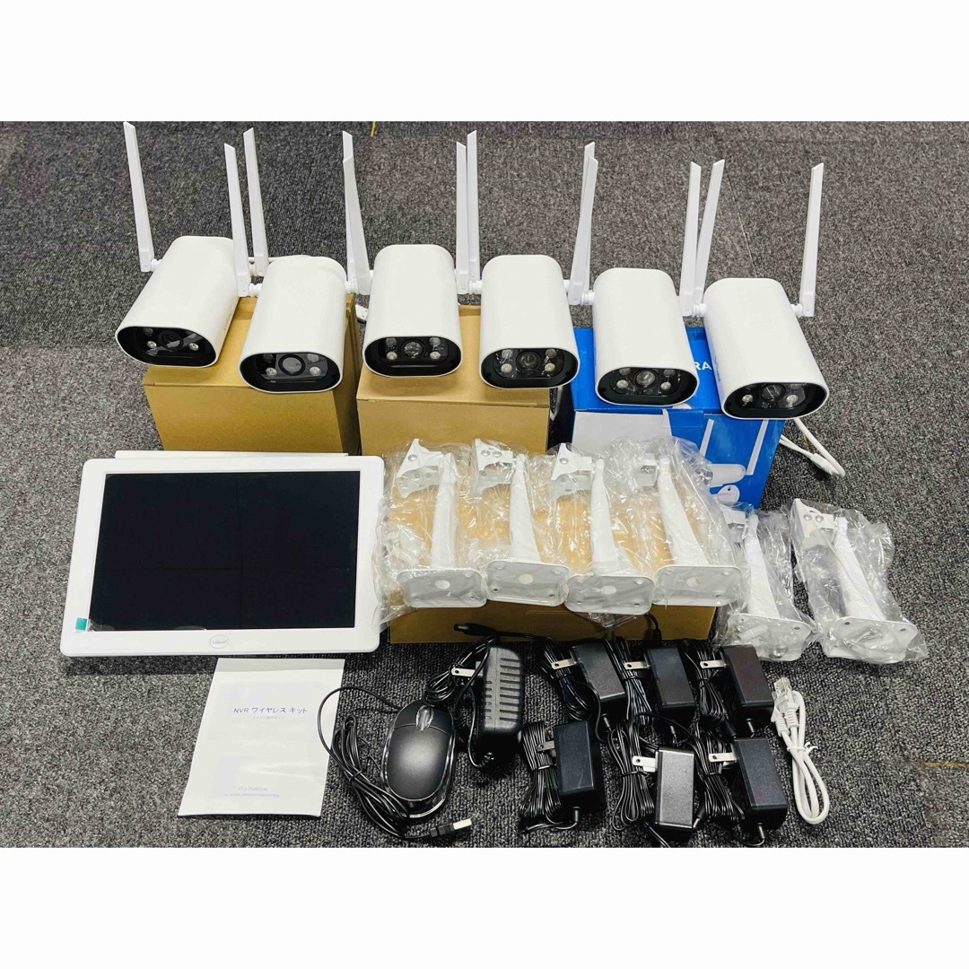 ワイヤレス防犯カメラ6台セット 10.1インチLCDモニター暗視撮影 ワイヤレス防犯カメラ6台セット 10.1インチLCDモニター暗視撮影