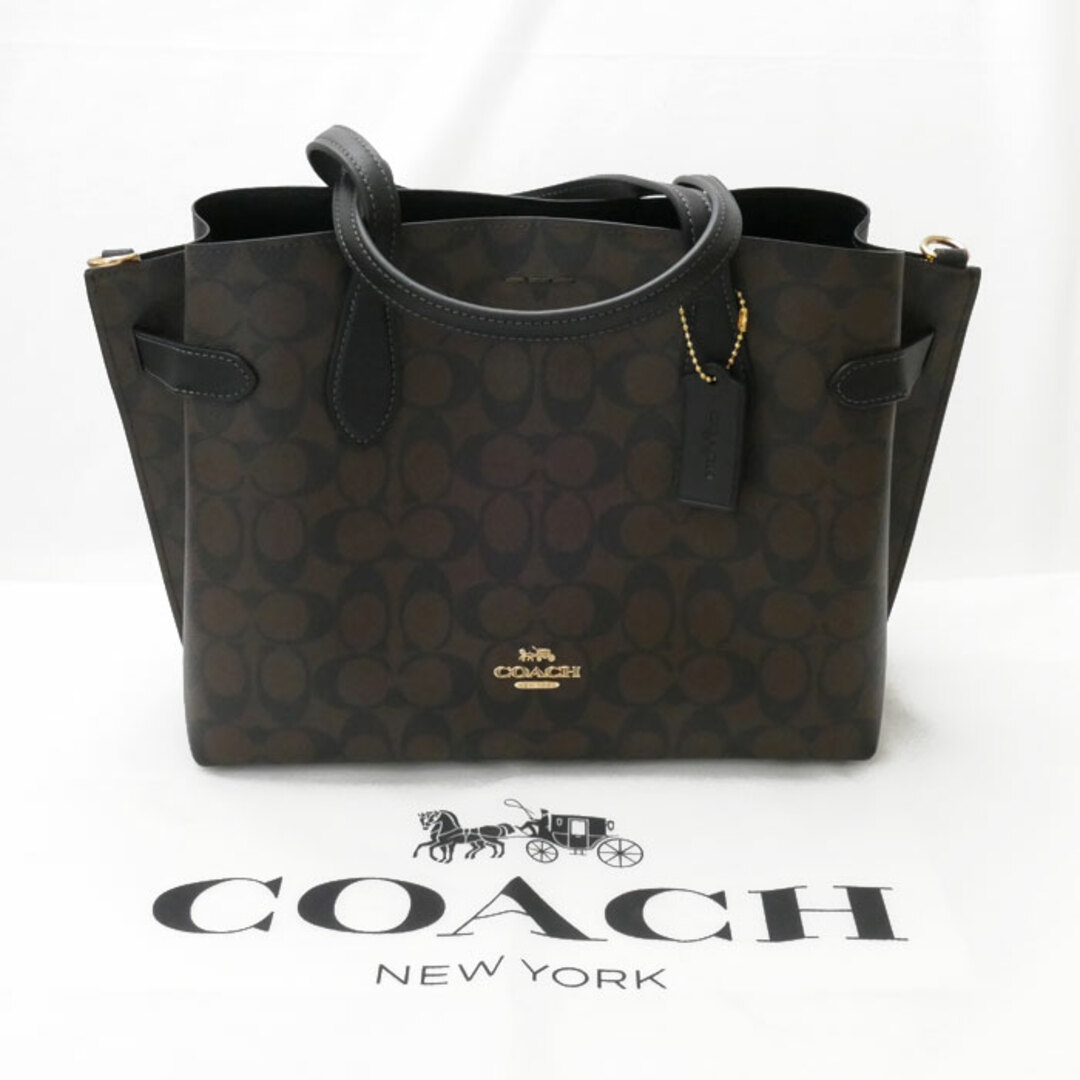 COACH コーチ ハンナ キャリーオール 2Wayショルダー トートバッグ ブラウン ブラック CH542 IMAA8 アウトレット レディース【未使用】【買取品】