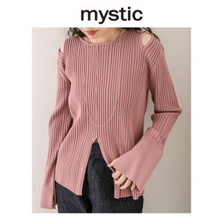 ミスティック(mystic)の新品　今季　mystic ミスティッカットアウトリブニット　ピンク　リブニット(ニット/セーター)