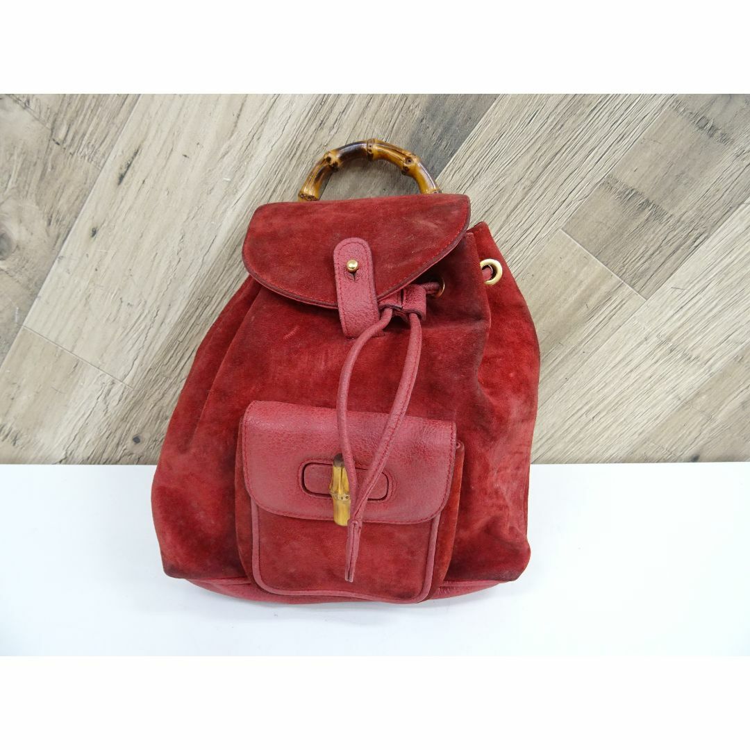 GUCCI - M船008 / GUCCI グッチ リュックサック バンブー スエード レザー
