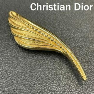 ディオール ChristianDior フェザー ラインストーン ブローチ 箱付