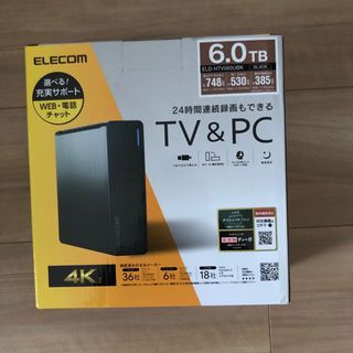 アイオーデータ(IODATA)の新品未開封品 ELECOM 外付けHDD 6TB ELD-HTV060UBK(PC周辺機器)