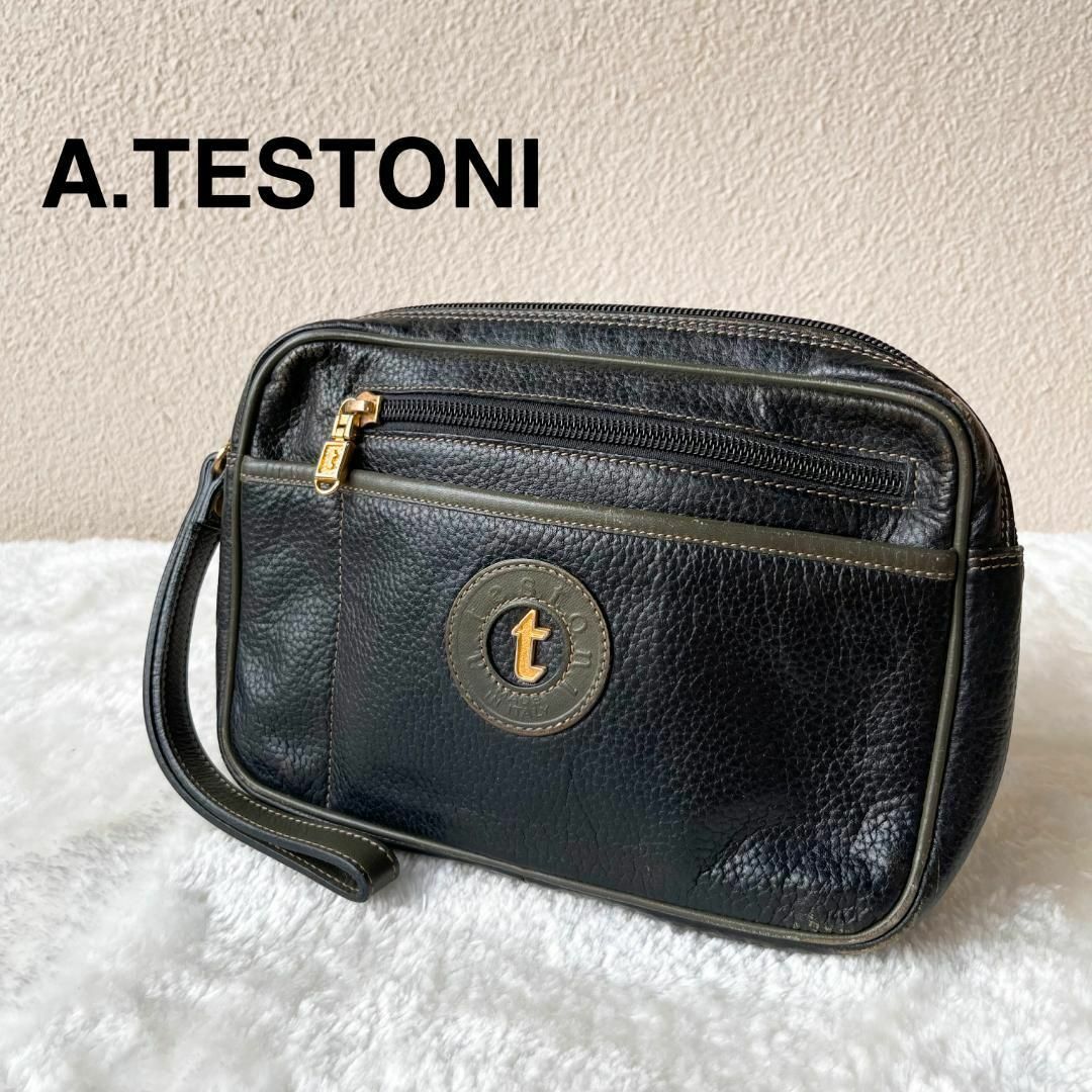 a.testoni(アテストーニ)のレア✨A.TESTONI ア テストーニ ハンドバッグ/トートバッグ ブラック黒 レディースのバッグ(トートバッグ)の商品写真