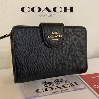 コーチ(COACH)のギフト⭕️ コーチ クロスグレインレザー二つ折ミディアム フラップ 財布(長財布)