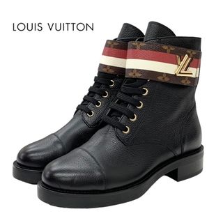 ルイヴィトン(LOUIS VUITTON)のルイヴィトン LOUIS VUITTON LV ワンダーランドライン モノグラム アンクルブーツ レースアップ ベルト レザー ブラック 黒(ブーツ)