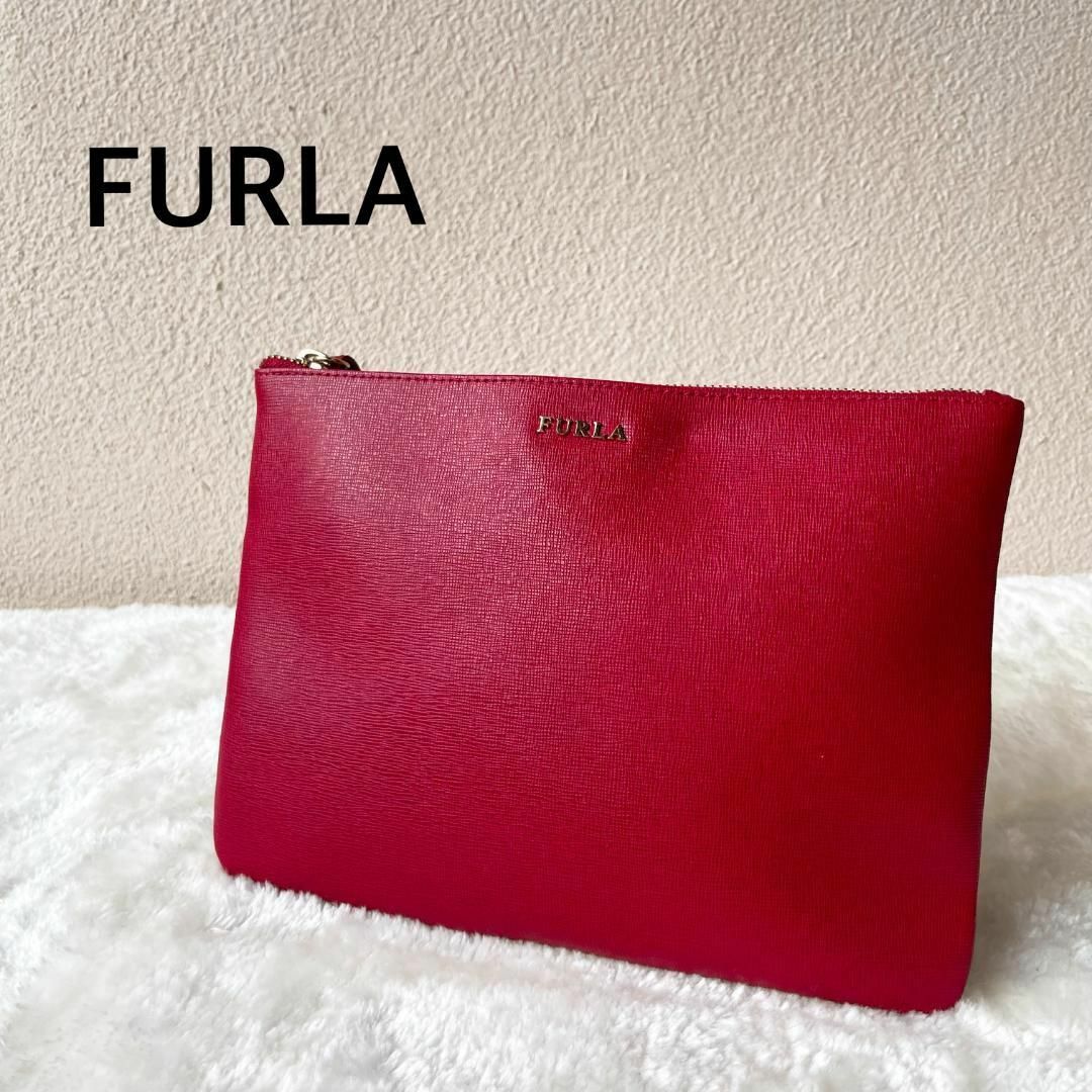 美品✨FURLA フルラ ハンドバッグ/クラッチバッグ レッド赤