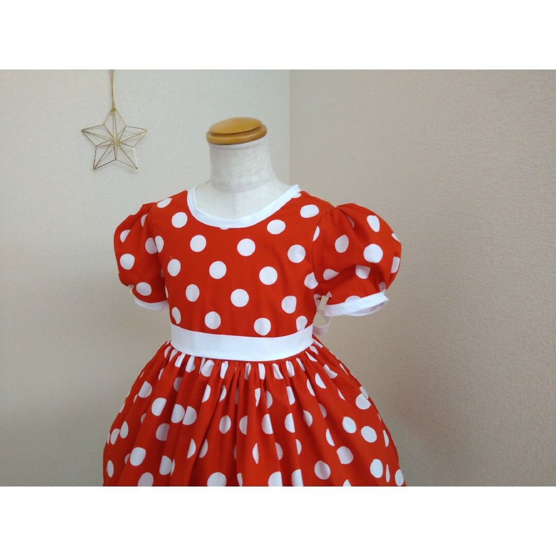 オーダー* size80~150 ドットワンピース ミニー キッズ/ベビー/マタニティのキッズ服女の子用(90cm~)(ワンピース)の商品写真