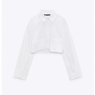 ザラ(ZARA)のZARA クロップドポプリンシャツ(シャツ/ブラウス(長袖/七分))