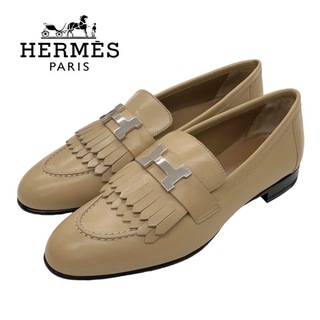 エルメス(Hermes)の未使用 エルメス HERMES ロワイヤル ローファー 革靴 モカシン フラットシューズ 靴 シューズ H金具 レザー ベージュ(ローファー/革靴)