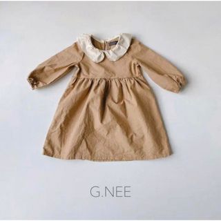 GNEE*キッズ*襟つきワンピース*ベージュ*7*100(ワンピース)