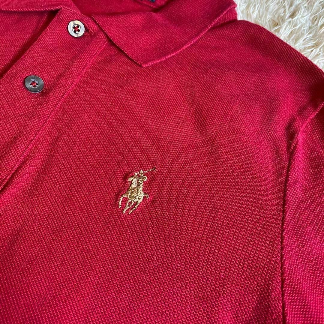 Ralph Lauren(ラルフローレン)の【定番デザイン】　ラルフローレン　ポロシャツ　ゴールドポニー刺繍　鹿の子　M 赤 レディースのトップス(ポロシャツ)の商品写真