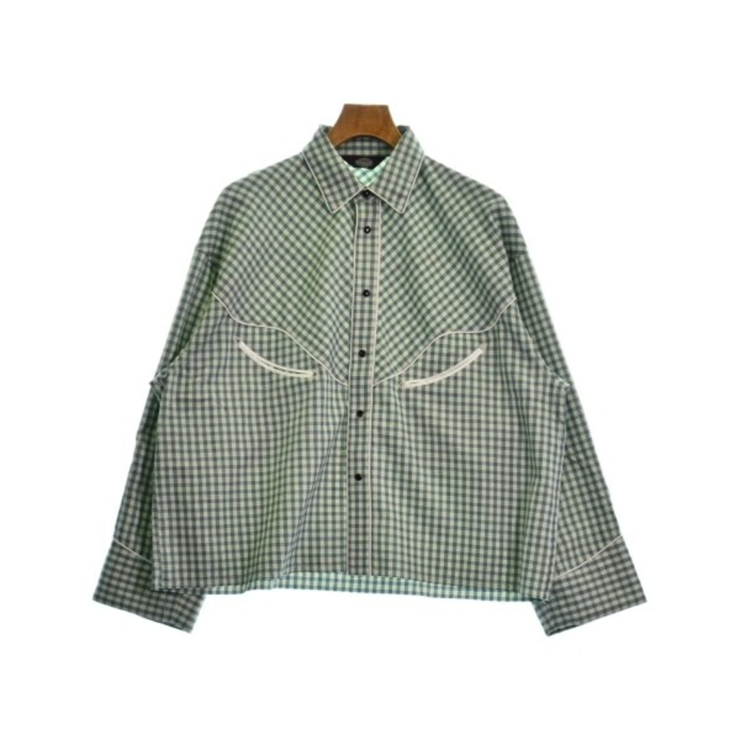 TOWNCRAFT タウンクラフト カジュアルシャツ M 緑系x白系(チェック)