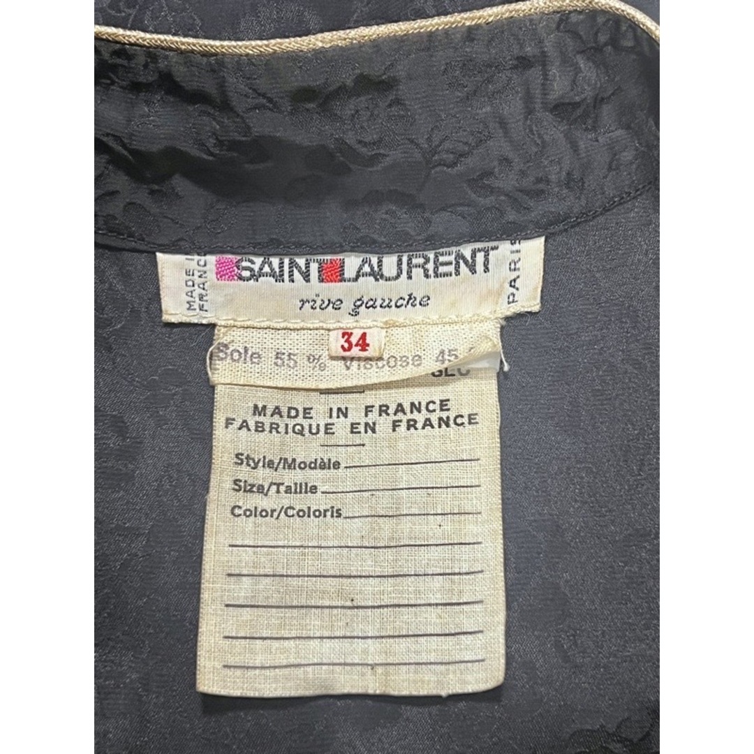 Saint Laurent(サンローラン)のSAINT LAURENT rive gauche サンローラン リヴゴーシュ ヴィンテージ フラワー柄 マオカラー シルク チャイナドレス ワンピース ブラック size34 レディース レディースのワンピース(ひざ丈ワンピース)の商品写真