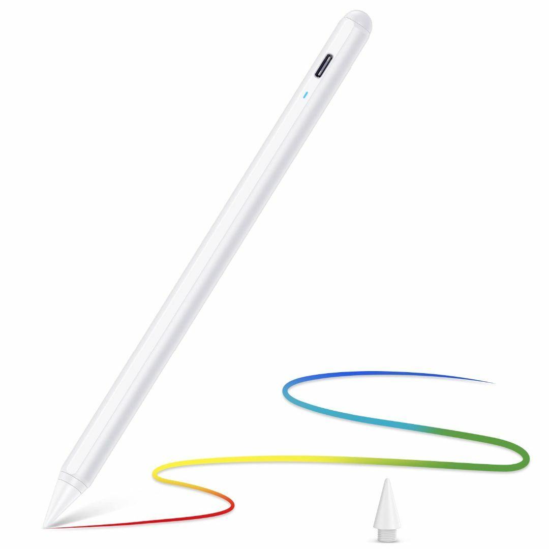 【色:ホワイト】ESR タッチペン iPad ペン 傾き検知機能 磁気吸着 超高