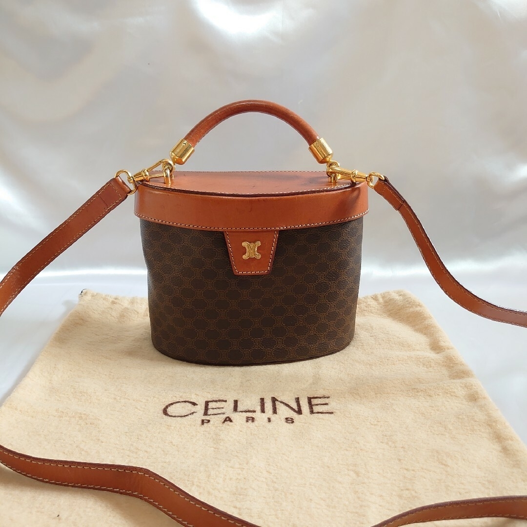 美品 CELINE マカダム柄 ポーチ バニティバッグ 2wayファッション小物