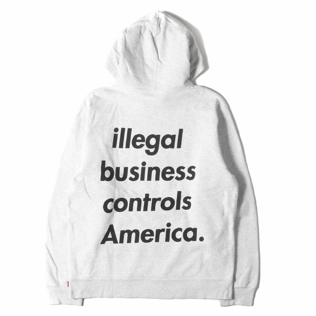 Supreme シュプリーム パーカー サイズ:XL 18SS メッセージロゴ スウェット パーカー Illegal Business Hooded  Sweatshirt アッシュグレー トップス フーデッド スウェットシャツ フーディー 【メンズ】【中古】 | フリマアプリ ラクマ