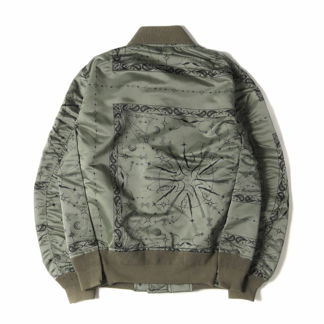 Sacai サカイ ジャケット サイズ:1 20AW Dr.Woo ドクター・ウー バンダナプリント ボンバー ジャケット Bandana Print  Blouson 20-02329M アウター MA-1 フライト ブルゾン 総柄 カーキ 日本製 コラボ 【メンズ】【中古】【新品同様】