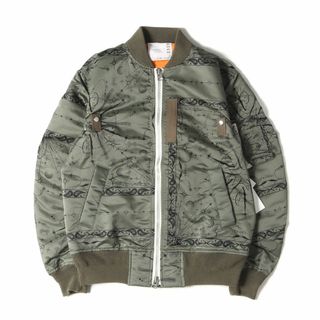 サカイ(sacai)のSacai サカイ ジャケット サイズ:1 20AW Dr.Woo ドクター・ウー バンダナプリント ボンバー ジャケット Bandana Print Blouson 20-02329M アウター MA-1 フライト ブルゾン 総柄 カーキ 日本製 コラボ 【メンズ】【中古】【新品同様】(ミリタリージャケット)