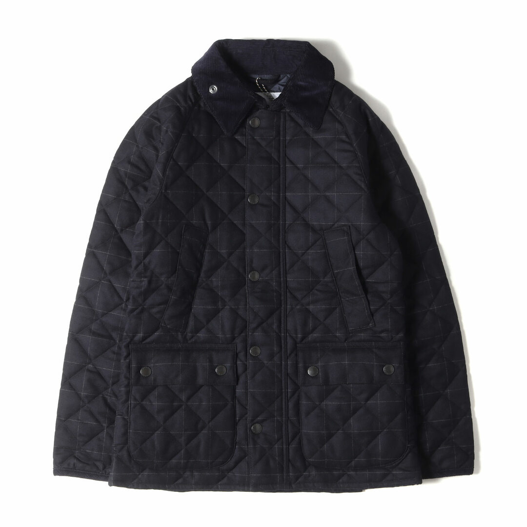 BARBOUR バブアー ジャケット サイズ:34 ウインドウペンチェック キルティング ストレッチ ウール パテッド ジャケット BEDALE 1802200 アウター コート ブルゾン 中わた ビデイル ネイビー ホワイト 紺白 【メンズ】