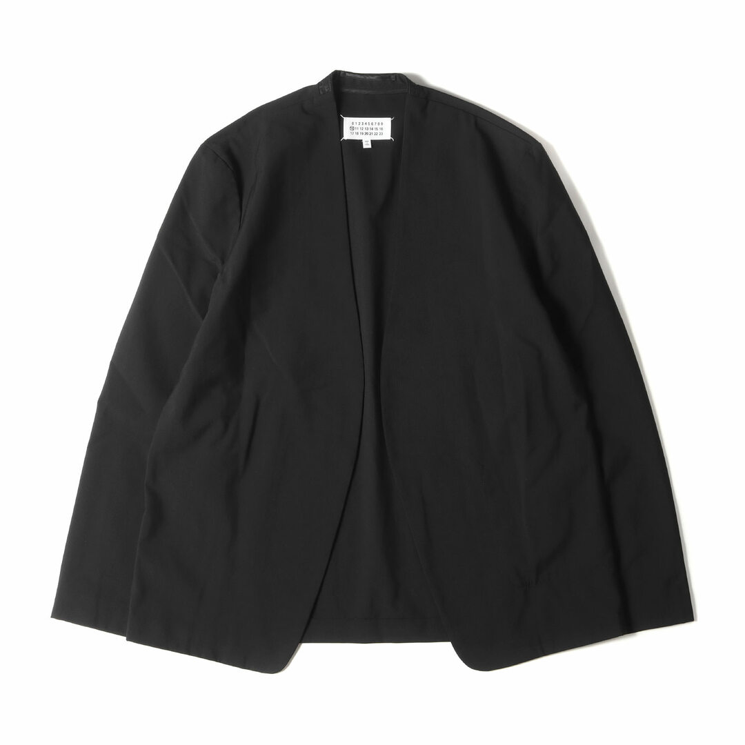 Maison Martin Margiela メゾンマルタンマルジェラ ジャケット サイズ:48 21AW ウール ポプリン ノーカラー ジャケット NO COLLAR JACKET S50BN0447 S44330 ボタンレス MM10 ブラック 黒 イタリア製 アウター ブルゾン【メンズ】【美品】