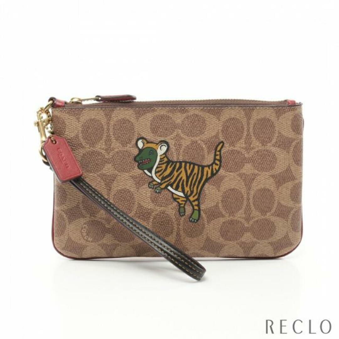 LUNAR NEW YEAR SMALL WRISTLET IN SIGNATURE CANVAS WITH TIGER REXY レキシー シグネチャー ポーチ PVC レザー ベージュ マルチカラー