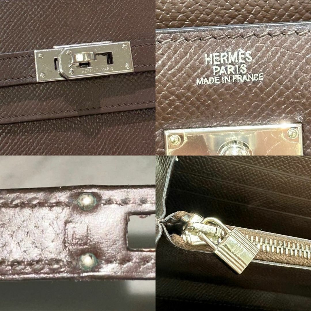 HERMES - 美品☆ エルメス ケリーウォレット エプソン 長財布 濃 HERMES - 美品☆ エルメス ケリーウォレット エプソン 長財布 濃