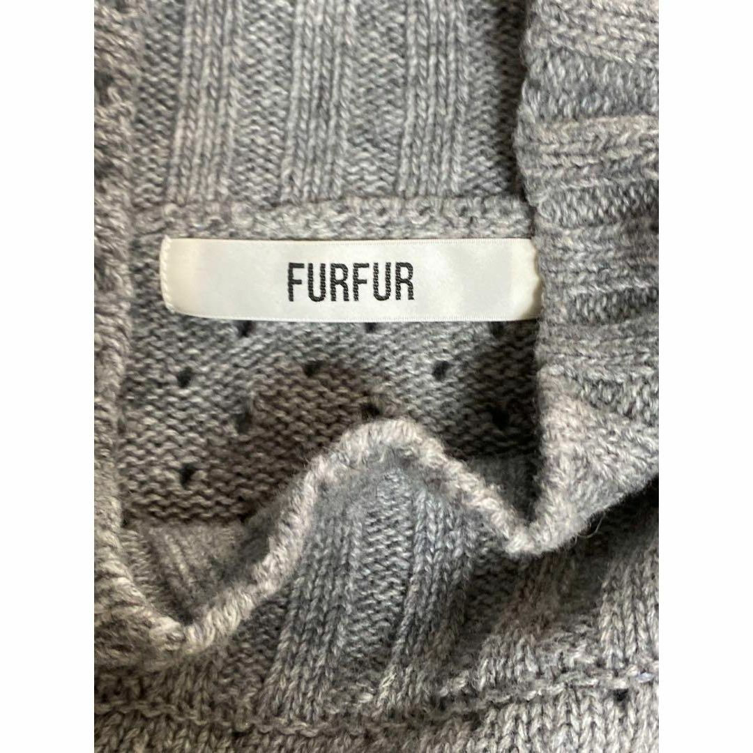 グレー素材【美品】furfur グレー　ケーブルニット　サイズF