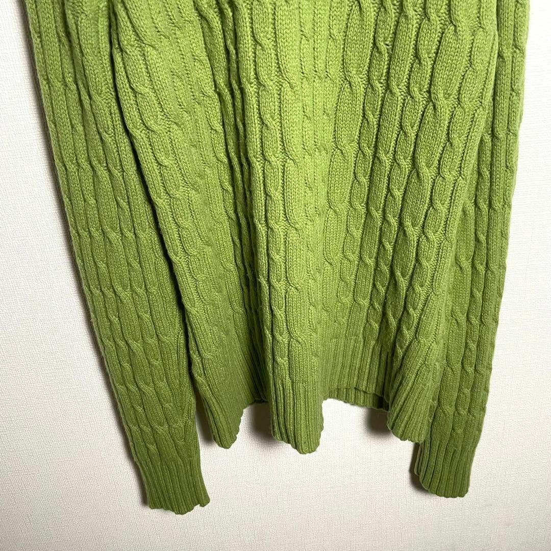 GAP(ギャップ)の90sオールドギャップOLDGAP 最高級ラムウール　ニット　ケーブル編み　緑 レディースのトップス(ニット/セーター)の商品写真