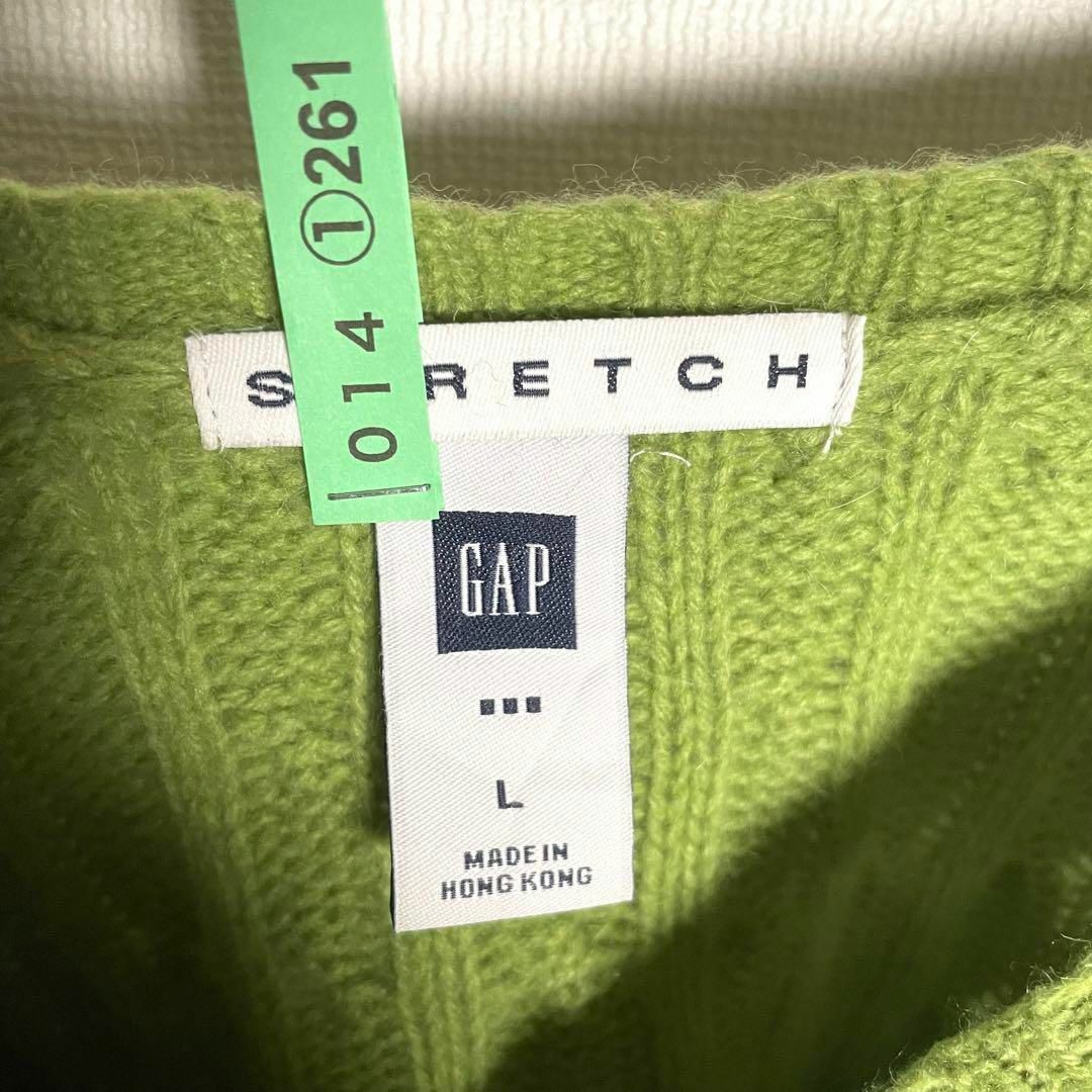 GAP(ギャップ)の90sオールドギャップOLDGAP 最高級ラムウール　ニット　ケーブル編み　緑 レディースのトップス(ニット/セーター)の商品写真