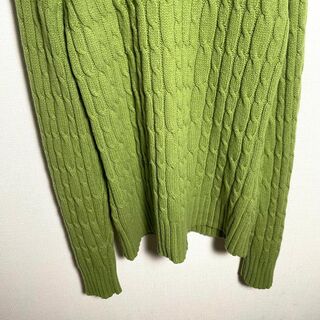 90sオールドギャップOLDGAP 最高級ラムウール　ニット　ケーブル編み　緑