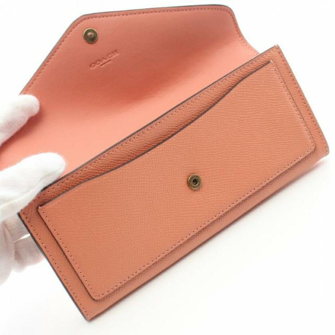 COACH(コーチ)のウィン ソフト ウォレット 二つ折り長財布 レザー コーラルオレンジ レディースのファッション小物(財布)の商品写真