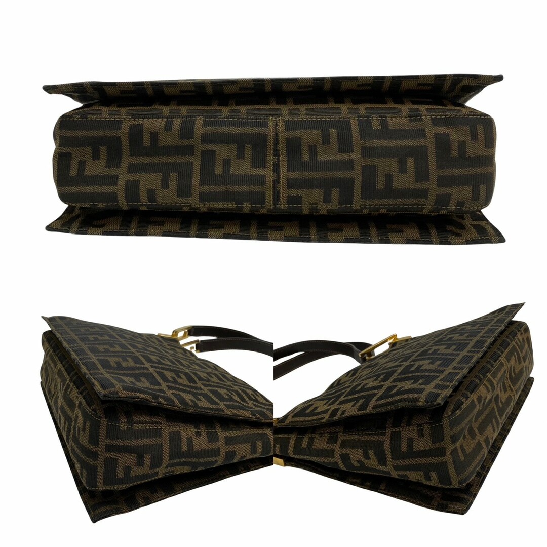 極 美品 保存袋付 FENDI フェンディ ズッカ FF ロゴ 柄 金具 レザー