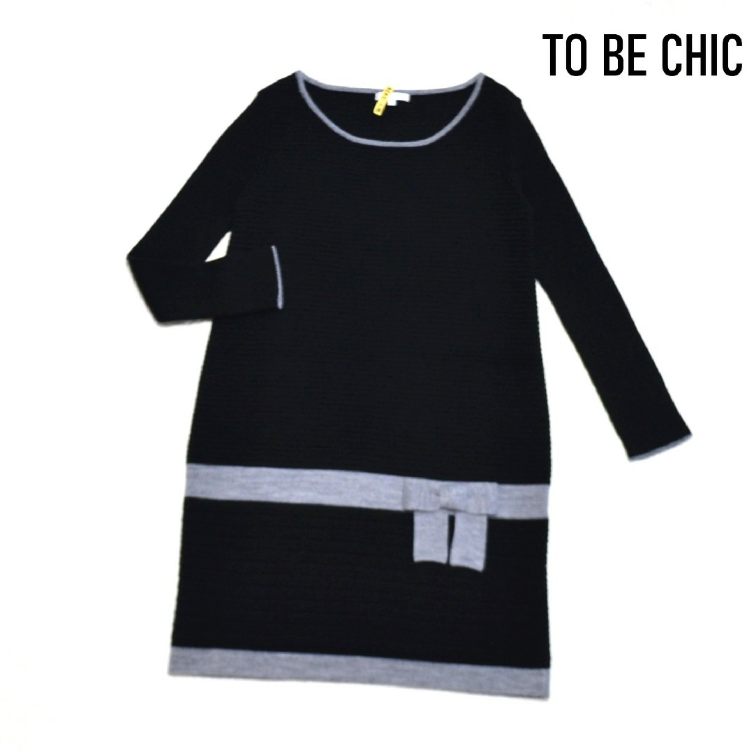 TO BE CHIC(トゥービーシック)の【値下】TO BE CHIC ニット　セーター　チュニック　リボン レディースのトップス(ニット/セーター)の商品写真