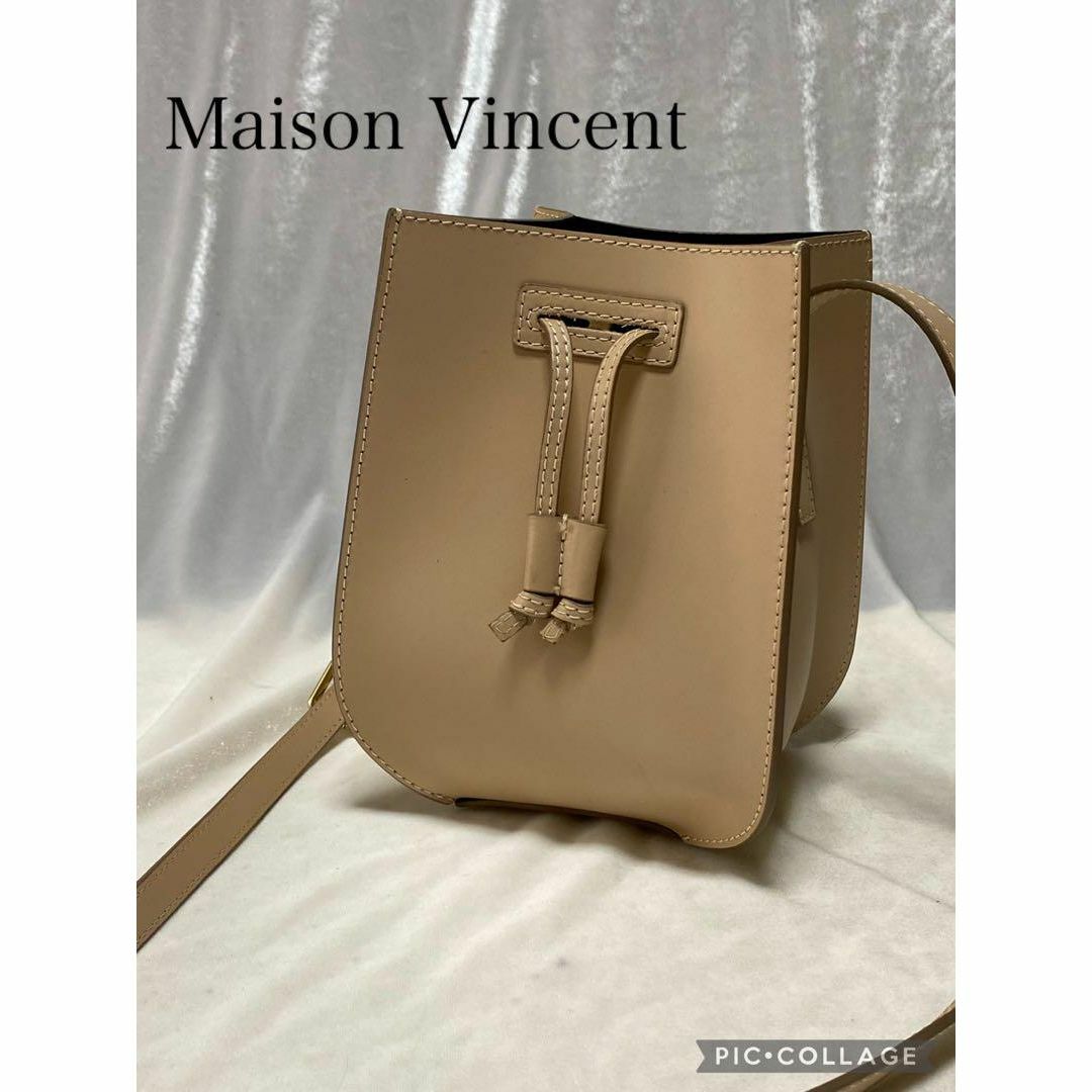 MAISON VINCENT(メゾンヴァンサン)の【美品】Maison Vincent レザー　ピンクベージュショルダーバッグ レディースのバッグ(ショルダーバッグ)の商品写真