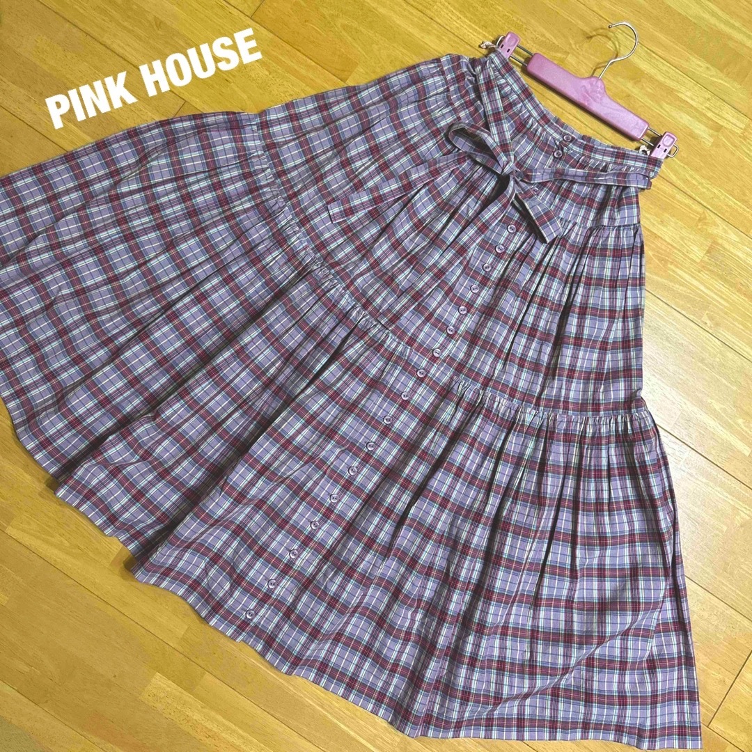 PINK HOUSE ピンクハウス チェック ロング フレアスカート | フリマアプリ ラクマ