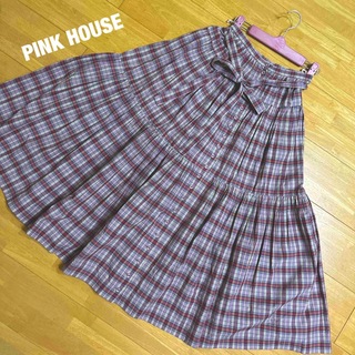 ピンクハウス(PINK HOUSE)のPINK HOUSE ピンクハウス チェック ロング フレアスカート(ロングスカート)