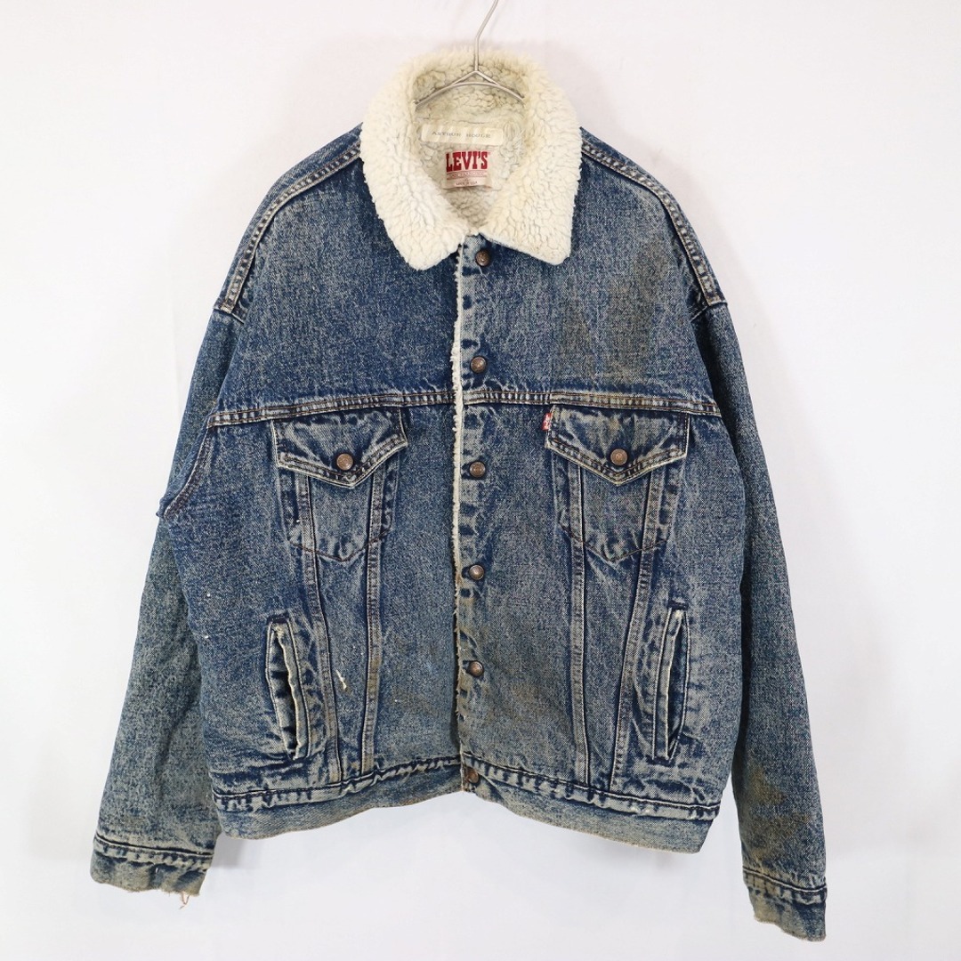 80年代 USA製 Levi's リーバイス 70609-0227 ケミカルウォッシュ ボアデニムジャケット アイスブルー (メンズ XL) 中古  古着 N9113 | フリマアプリ ラクマ