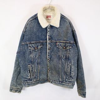 リーバイス(Levi's)の80年代 USA製 Levi's リーバイス 70609-0227 ケミカルウォッシュ ボアデニムジャケット アイスブルー (メンズ XL) 中古 古着 N9113(Gジャン/デニムジャケット)