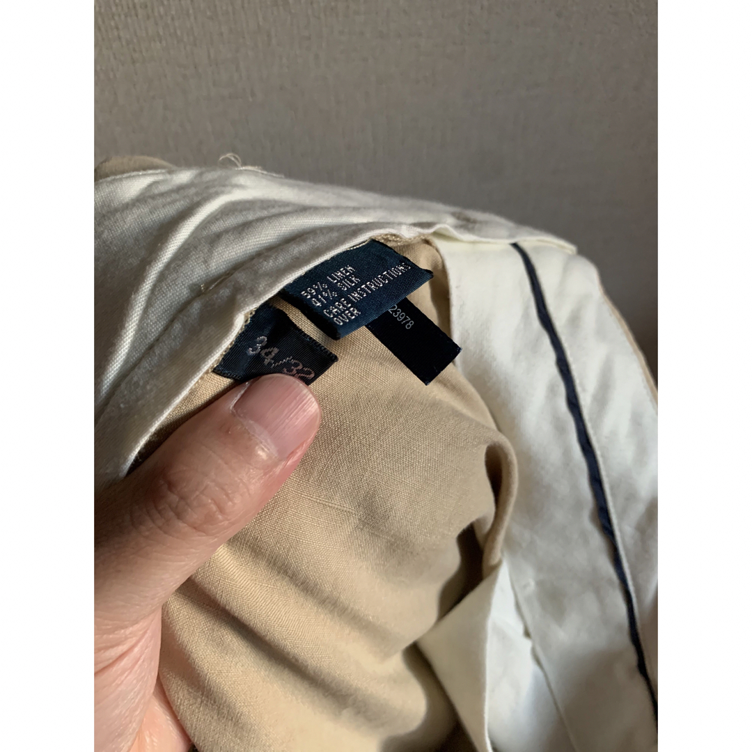 POLO RALPH LAUREN(ポロラルフローレン)のラルフローレン　パンツ　古着　メンズ　シルク　リネン　チノ　ベージュ メンズのパンツ(チノパン)の商品写真