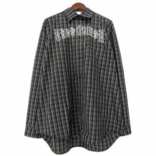 バレンシアガ BALENCIAGA ■ 19SS 【 571444 TEM23 】 タトゥー ロゴ チェック オーバーサイズ 長袖 シャツ w15607