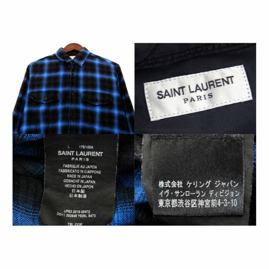 SAINT LAURENT PARIS サンローランパリ 13AW エディ期 チェック柄 ウール 長袖シャツ レッド/グレー 326821 Y610B